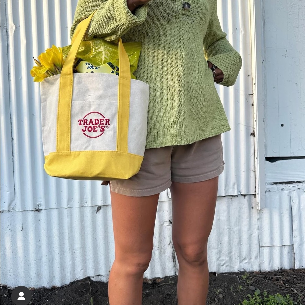 Trader Joe’s Yellow Canvas classic mini Tote Bag brand new with tags NEW